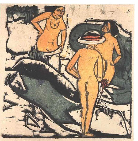 Ernst Ludwig Kirchner Bathing women between white rocks China oil painting art
